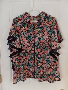 NWoT Laurie Felt XL 18 20 Button Front Blouse w/Butterfly Sleeves